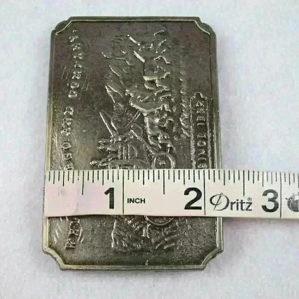 Vintage Belt Buckle Wells Fargo & Company 1852 Metal Western Style Horse Coach - Picture 8 of 12